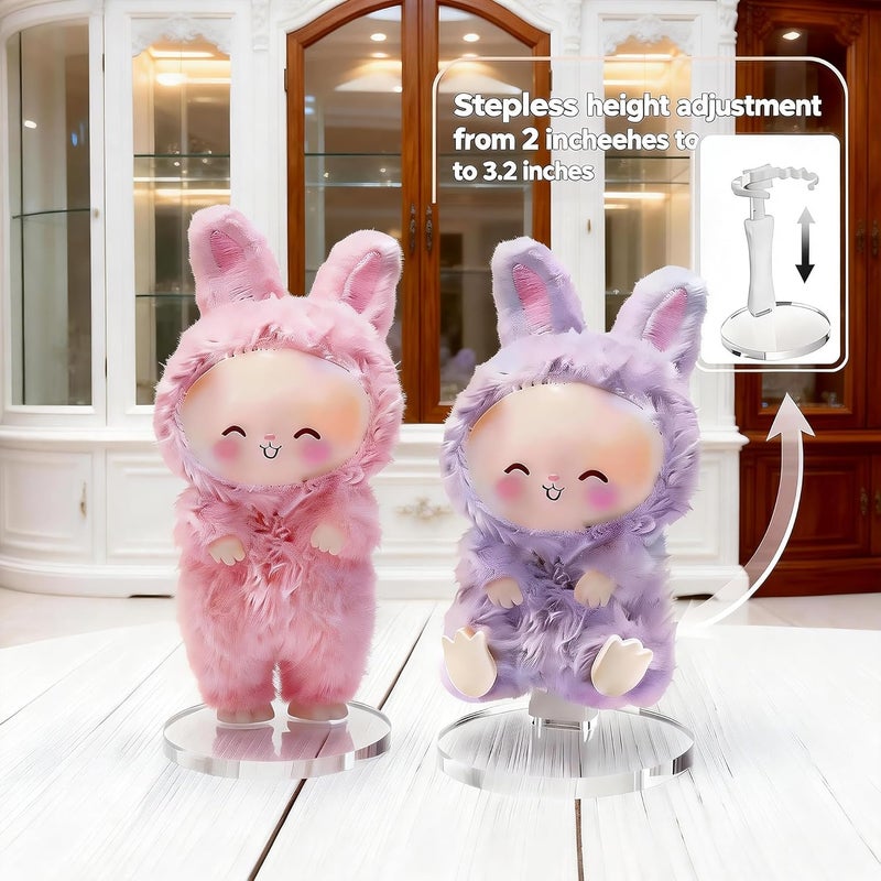 MDOWOK Adjustable Doll Stand for Sitting & Standing Positions - Premium Acrylic Base Display Holder for 3-7" Figures, (White 2 Set ) - Image 2